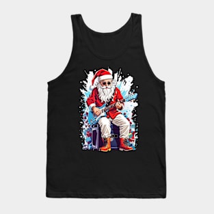 Santa Claus Playing Guitar Tank Top